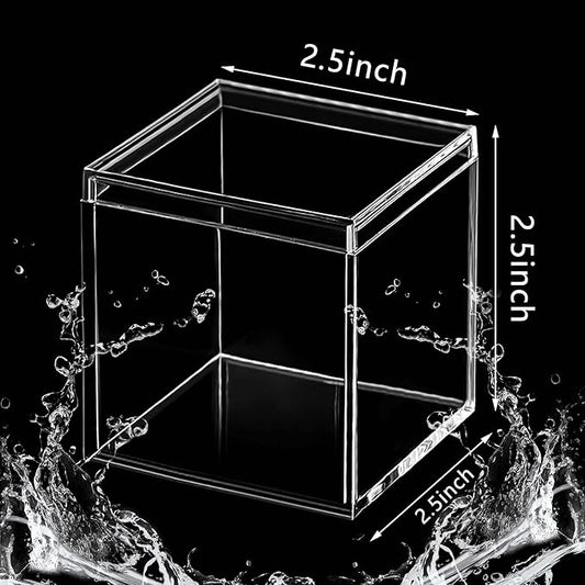 Blulu 8 Pieces Clear Acrylic Plastic Jewelry Box Mini Storage Box Mini Cube Containers with Lids for Candy Pill and Tiny Jewelry(Square,2.6 x 2.6 x 2.6 Inch)-NeatNest