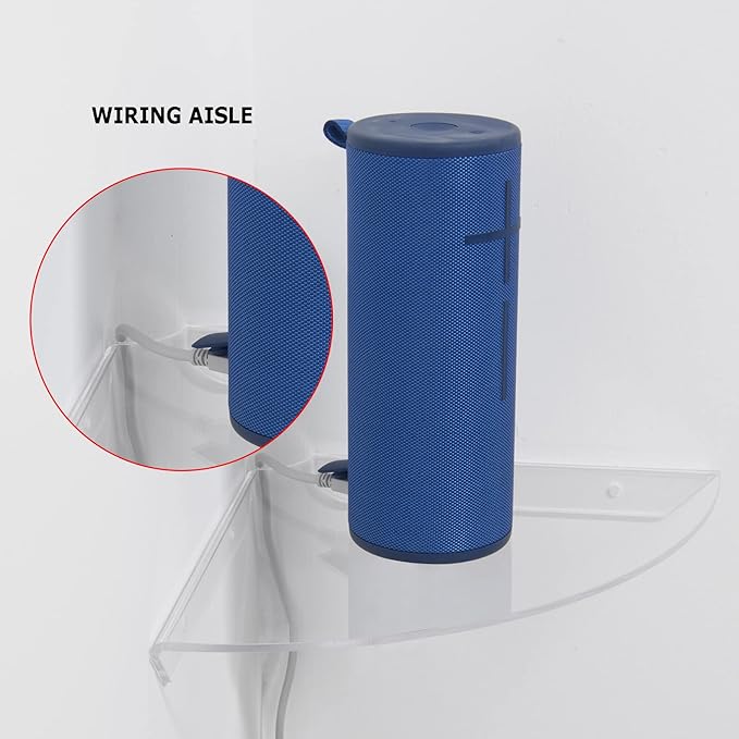 Cosmos 2 Pcs Acrylic Wall Mount Floating Corner Shelves Quarter Round Shower Shelf Hanging Corner Shelves Wall Storage Display Organizer for Bathroom Kitchen Bedroom Living Room (Transparent Clear)-NeatNest