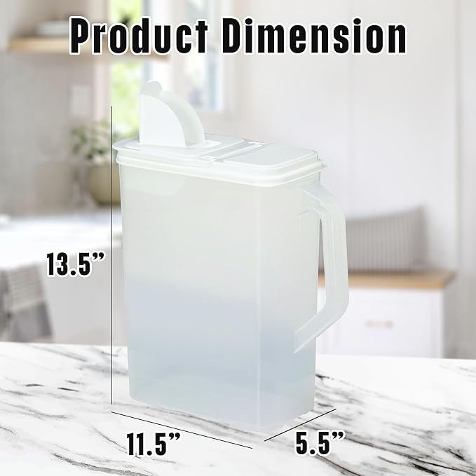 Buddeez Bulk Food Storage Container - 8 Quart All Purpose Clear & Large Pantry and Kitchen Organization and Storage - Cereal, Flour, Sugar, Rice Dispenser, EZ Grip Handle, EZ Pour Spout (White Lid)-NeatNest