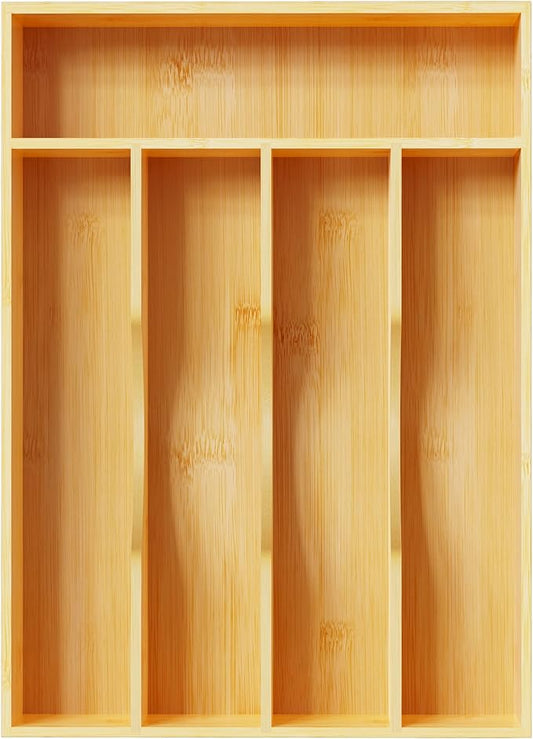 Greenual Silverware Organizer 10 In Utensil Organizer Silverware Tray for Drawer Cutlery Flatware Organizer for Kitchen Bamboo Wood-NeatNest