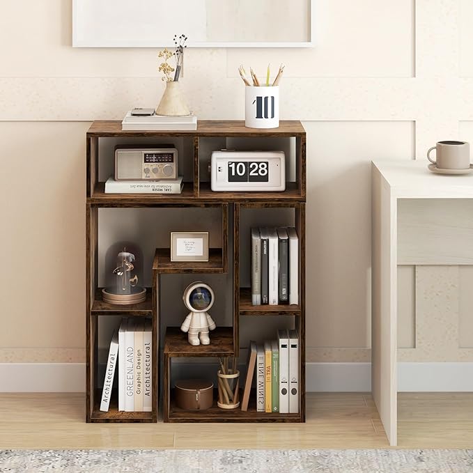 Giantex Free-Combination TV Stand for Bedroom - Entertainment Center for 50 55 60 65 Inch TV, 3-Piece Media Console Table with Storage Cubes, Deformable Open Storage Bookcase Shelf (Brown)-NeatNest