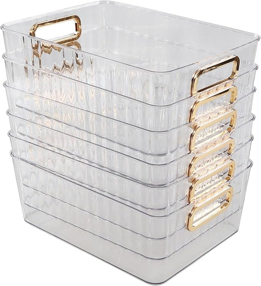 Idotry 6-Pack Clear Pantry Storage Bins, Plastic Organizer Bins