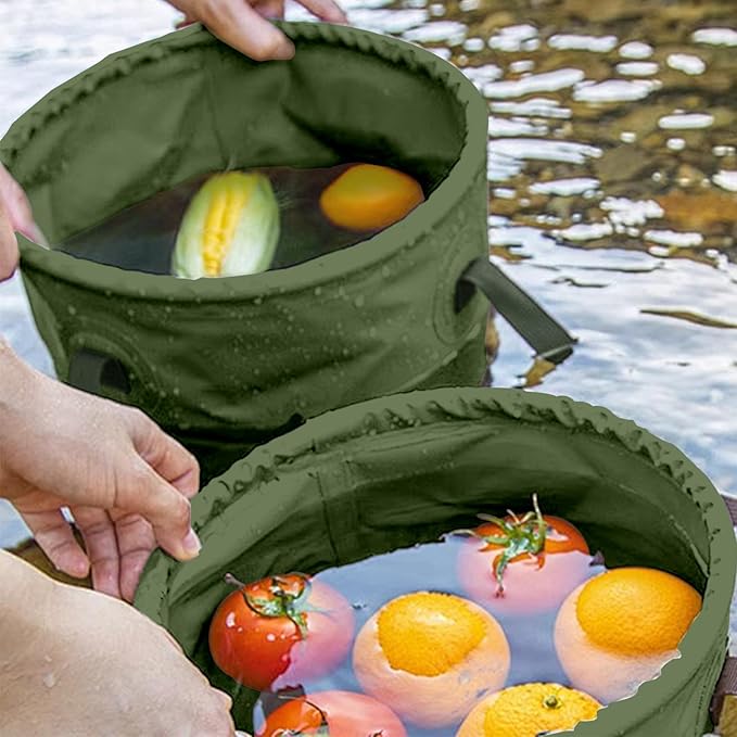Baiao Collapsible Bucket 5 Gallon, Portable Collapsible Bucket with Handle, Folding Water Container for Fishing Camping Beach Hiking Home Travel Car Washing(Green 20L)-NeatNest