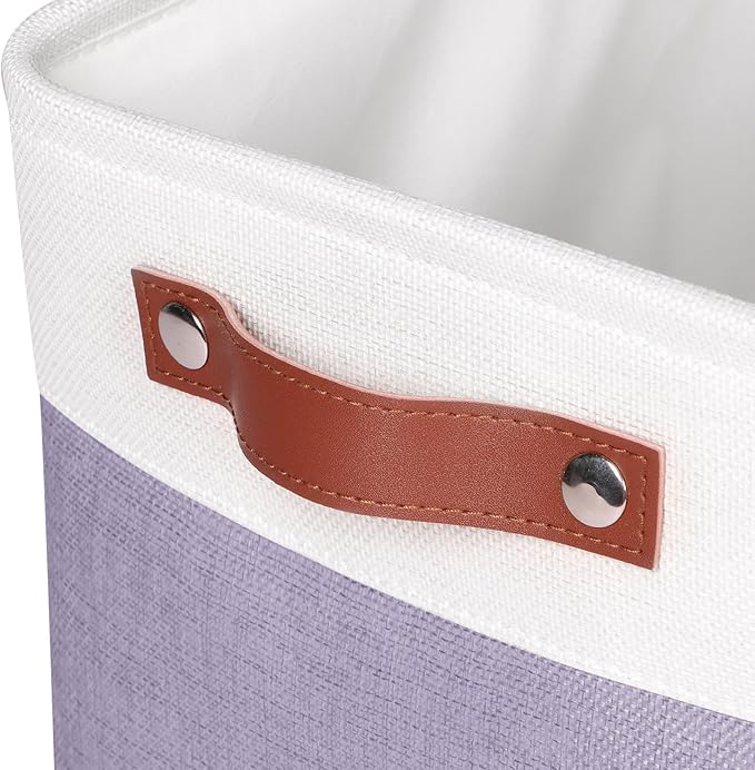 Univivi Large Fabric Storage Baskets Hard Bottom Organizer Bins for Shelves Organizing Foldable Storage Bins with PU Handles for Closet (Purple-4-Pack)-NeatNest