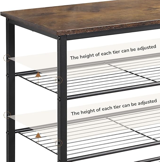 6 Tier Shoe Rack Organizer, Metal Mesh Shoe Storage Shelf, Storage Boots .for Entryway, Closet,Hallway, Bedroom,Cloakroom,Garage, Industrial,Rustic Brown-NeatNest
