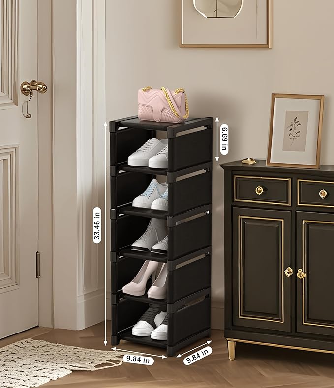 6-Tier Shoe Rack Shoe Organizer, Adjustable Rack Sturdy Easy to Assemble Narrow Shoe Shelf for Closet Entryway Hallway Balcony-NeatNest