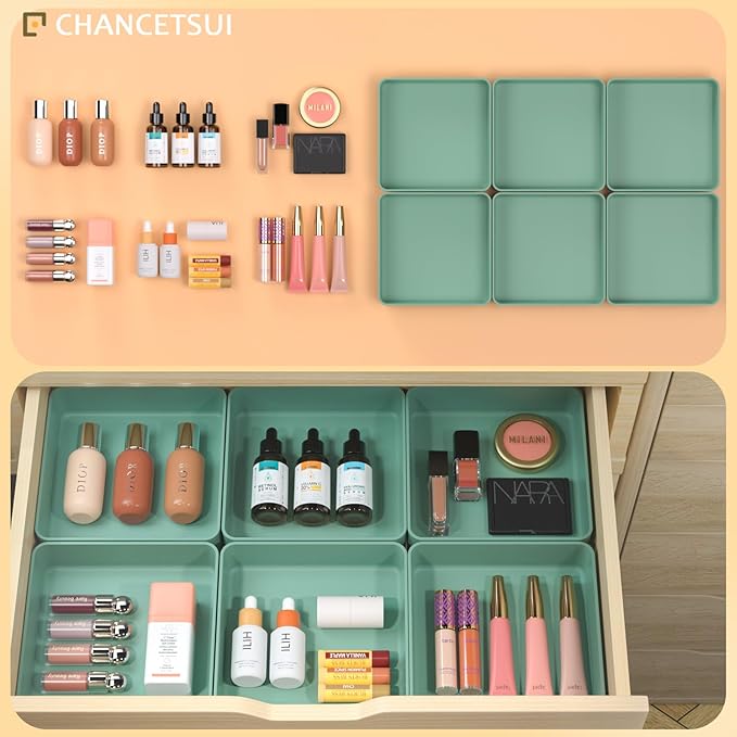 CHANCETSUI Square Makeup Countertop Organizer Holder : Stackable Vanity Trays for Bathroom Storage-NeatNest