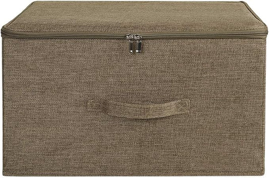 ANMINY Storage Bins with Zipper Lids 51.9 Qt Lidded Fabric Storage Boxes Baskets Cubes with Handles Collapsible Washable Cotton Linen Closet Shelf Clothes Organizer - Extra Large, Coffee-NeatNest