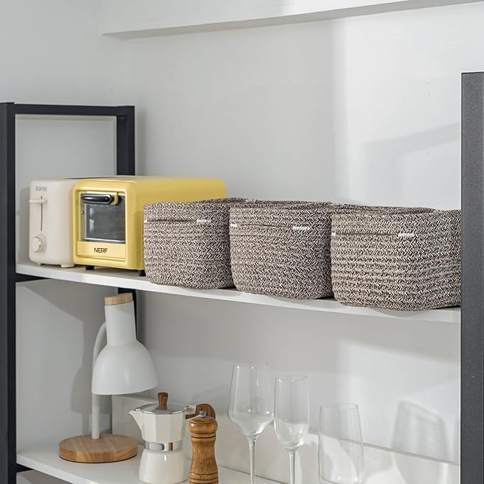 CubesLand Woven Basket for Organizing/Storage,Cube Shelf Closet Storage Baskets Bins,Long-lasting &Skin-friendly Toy Storage Basket,Stylish Room Decor Basket,Rope Basket,Mixed Brown Basket for Shelves-NeatNest