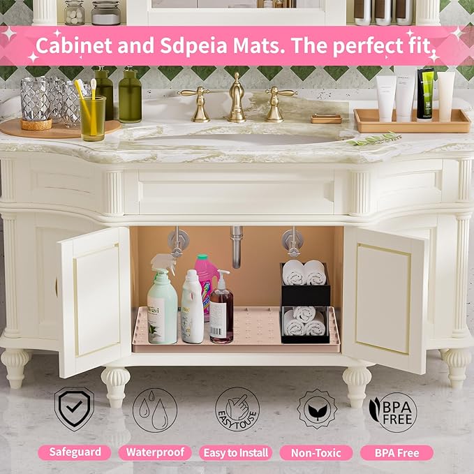 Sdpeia Under Sink Mat for [19" x 19"] Cabinet, Upgraded Silicone Waterproof Mat Kitchen Cabinet Liner Cabinet Protector Kitchen Organizers and Storage-NeatNest