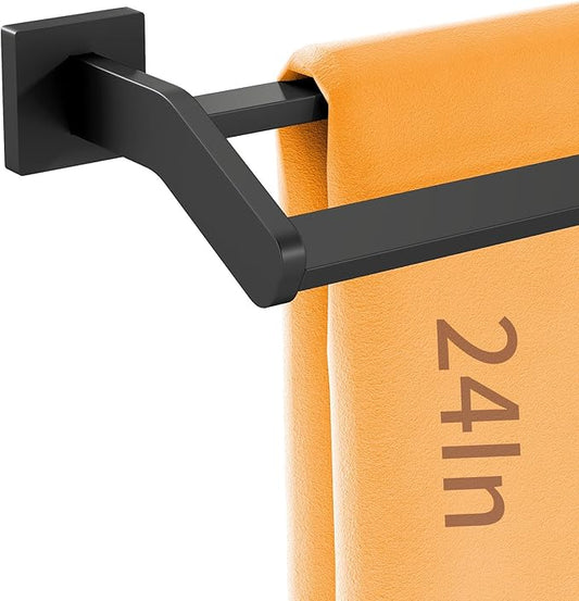 Double Towel Bar，24Inch Towel Rack for Bathroom Wall Mounted，Stainless Steel Bathroom Towel Holder Towel Hanger Rod for Wall，Matte Black