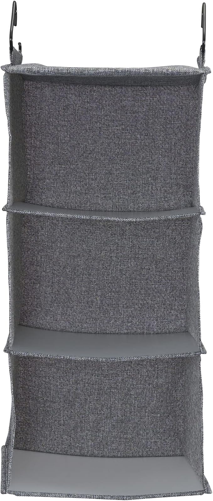Household Essentials 3 Shelf Hanging Closet Organizer, Hanging Shelf with Hooks, Poly Linen and PEVA Shelving-NeatNest