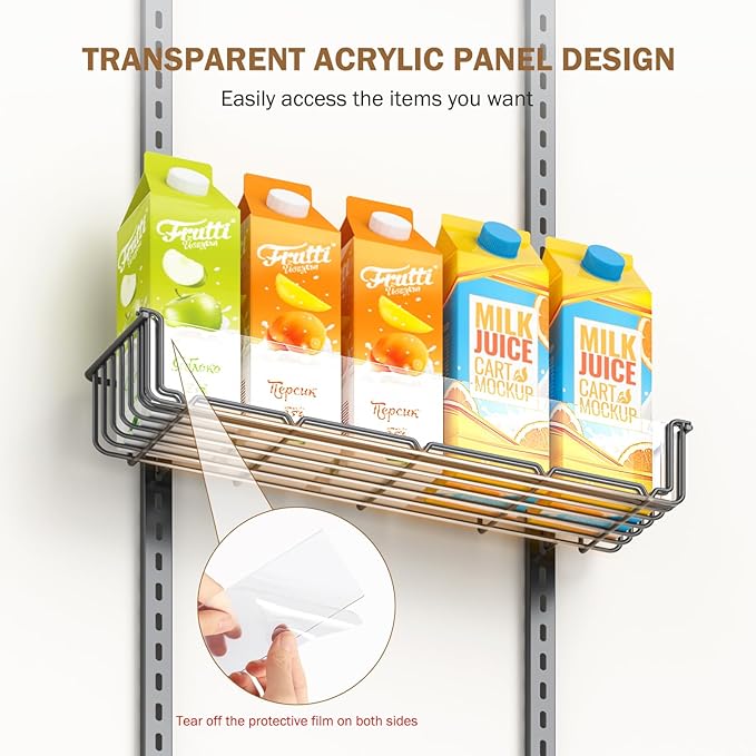 Delamu Adjustable Over the Door Pantry Organizer with Clear Acrylic Panel, 6-Tier Pantry Organization and Storage for Kitchen, Hanging Spice Rack Seasoning Shelves for Cabinet, Easy Install, Black-NeatNest