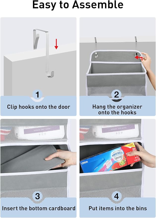Yecaye 1 Pack Over the Door Organizer, 35.2lbs Load Toy Stuffed Animal Storage, Swing-proof Hanging Bathroom Organizers and Storage for Nursery Newborn Baby Essential Stuff Dorm Room Essentials-NeatNest