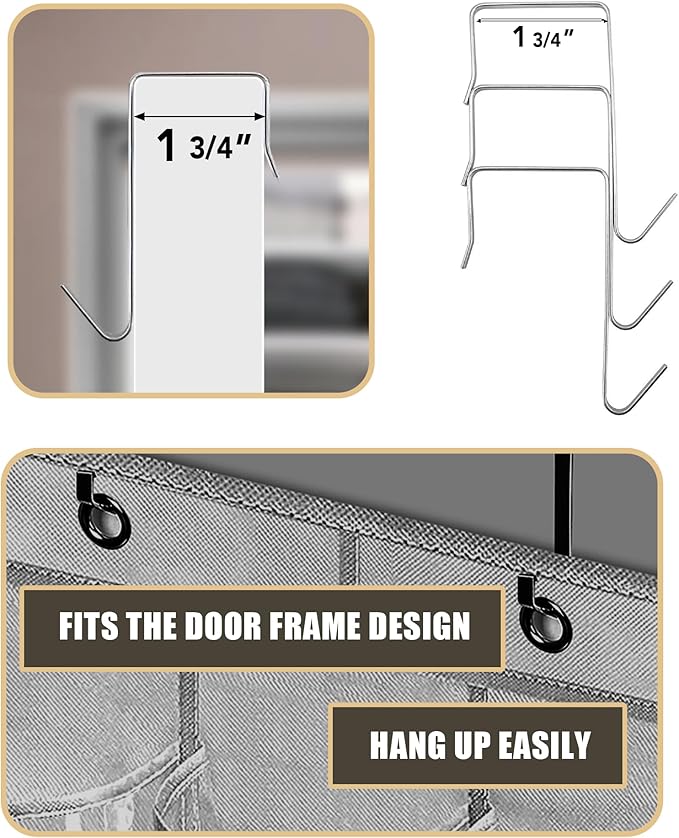Over The Door Shoe Organizer - Space Saving Shoe Rack for Closet Door with 24 Pockets and Hook, Shoe Holder Back of Door Organizers for Shoes, Gray Hanging Shoe Organizer (Gray)-NeatNest