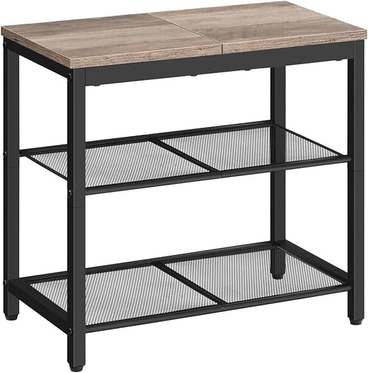 HOOBRO Shoe Bench, 3-Tier Shoe Rack, Industrial Shoe Organizer Storage Bench, 19.7 inches Entry Bench with Mesh Shelves, for Entryway, Living Room, Hallway, Easy Assembly, Greige BG50HX01-NeatNest