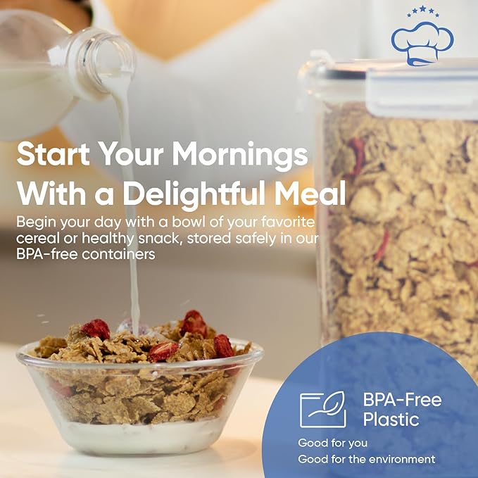 Cereal Containers Storage Set of 8 (101.4oz) - Premium Airtight Food Storage Containers for Kitchen Organization - Includes Labels, Spoon Set & Pen - Kitchen Containers best for Flour & Rice-NeatNest