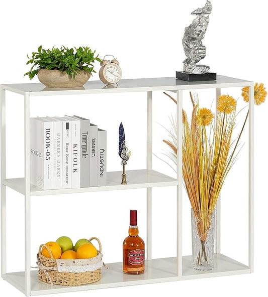 HDANI Console Table, Narrow Entryway Table, 3 Tier Metal Hallway Table, 11.8''Dx39.4''Wx31.5''H(White)-NeatNest