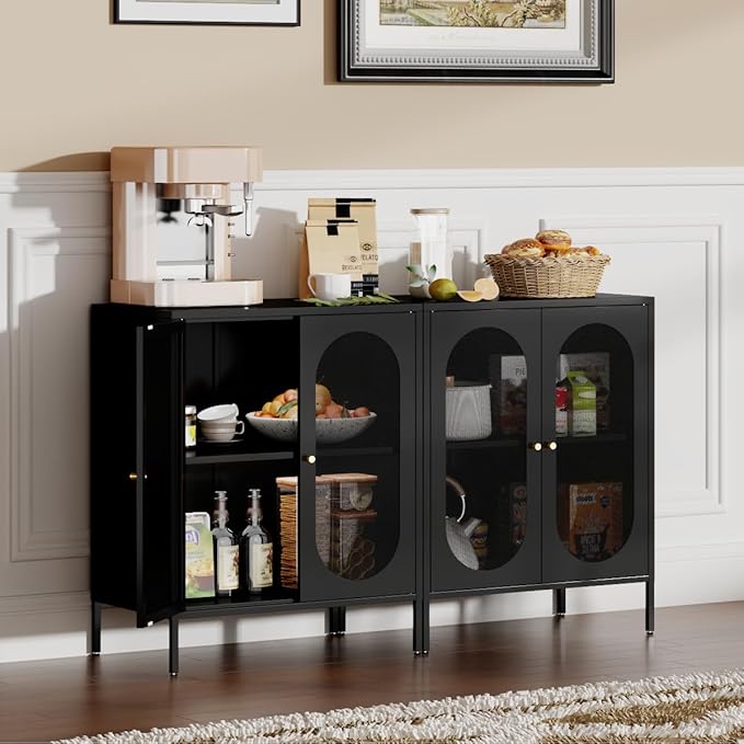 2 Door Accent Cabinet,Metal Storage Cabinet with Adjustable Shelf,Buffet Sideboard for Bed Room,Living Room,Entryway,Hallway,Home,Hotel,Office,Garage,Kitchen,1 Removable Shelf.
