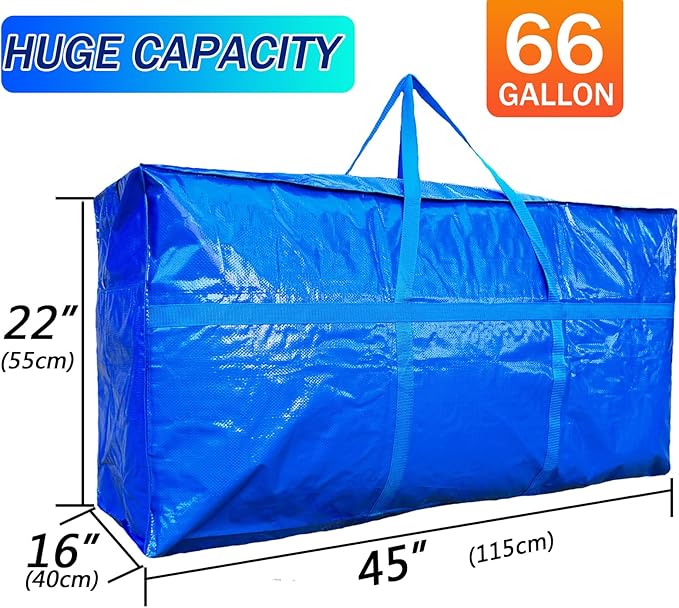 66 Gallon Extra Large Storage Bags, Huge Moving Bags Heavy Duty with Zipper and Stronger Handles, Big Foldable Duffle Bag for Travel - Waterproof Material Protects from Dust and Moisture - Storage-NeatNest