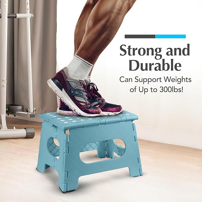 Handy Laundry Folding Lightweight Step Stool - Sturdy Enough to Support Adults and Safe Enough for Kids - Opens Easy with One Flip - Great for Kitchen, Bathroom or Bedroom (Teal | 2-Pack)