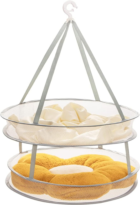 AUTODECO 2-Tier Folding Mesh Clothes Hanging Dryer, Sweater Drying Rack, Large Laundry Drying Rack, Lay fold Flat Dry Hanger, Mesh Clothes Hanging Dryer - L(2Tier)