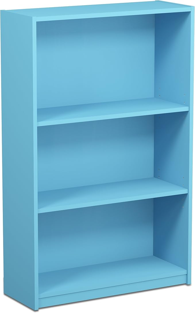 FURINNO JAYA Simple Home 3-Tier Adjustable Shelf Bookcase, Light Blue
