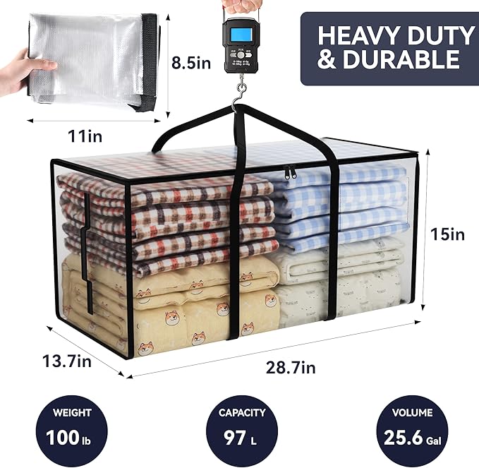 CONGREGATE 97L Moving,2 pack extra large moving bags with zippers，bagsmoving bags heavy duty，,closet storage,Storage Containers for Organizing Bedroom,Closet, Clothing,storage totes with lids-NeatNest