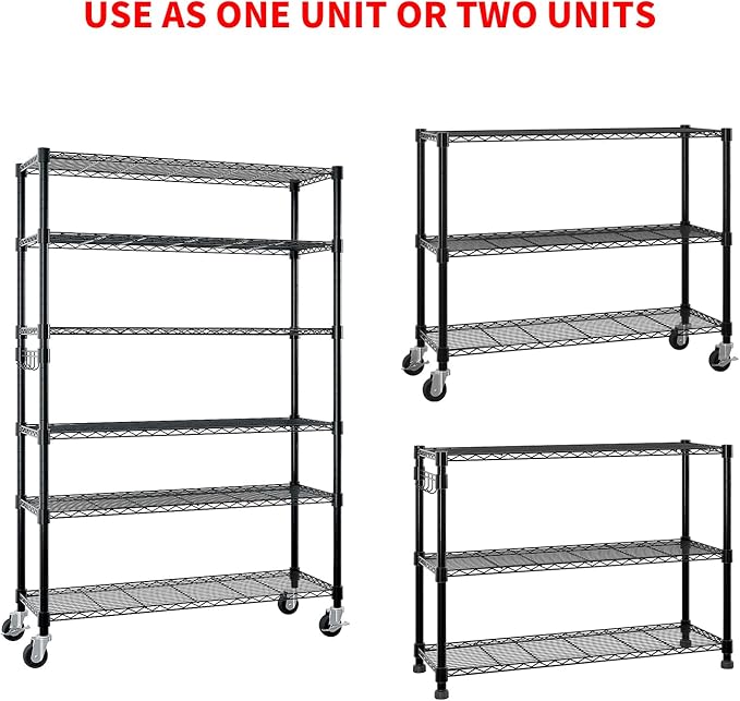 6 Tier Adjustable Storage Shelf Metal Storage Rack Wire Shelving Unit Storage Shelves Metal for Pantry Closet Kitchen Laundry