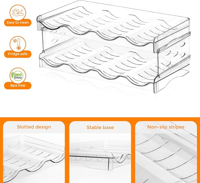 BoxedHome Plastic Water Bottle Organizer and Wine Rack Storage Holder for Inside Cabinet, Kitchen Countertop, Table Top, Pantry, Bars, Cabinets, Fridge - Clear (2 Tier 8 Containers)-NeatNest
