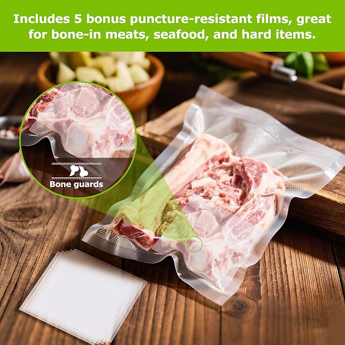 Bonsenkitchen Precut Vacuum Food Sealer Bags 100 Pint 6" x 10", BPA Free, Commercial Grade Textured Food Vacuum Sealer Bag, Thick Embossed Bags for Food Storage and Sous Vide Cooking VB3204-NeatNest