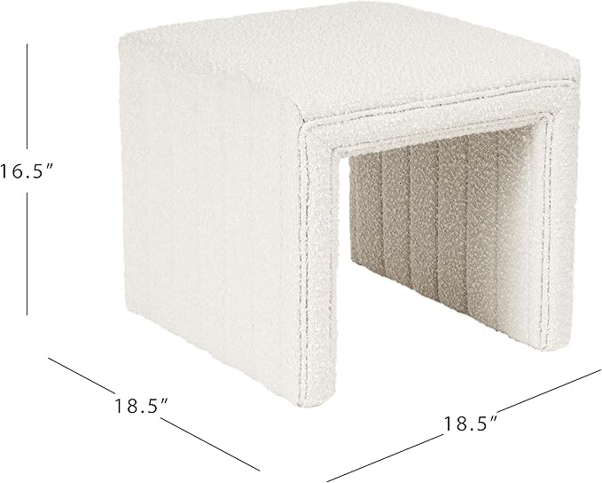 HomePop Modern Channel Tufted Ottoman Home Décor|Ottoman for Living Room & Bedroom - Cream Boucle