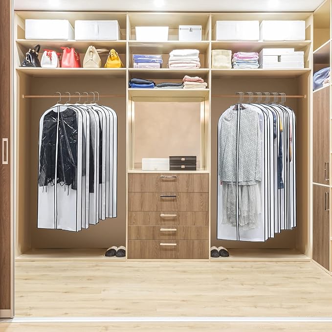 Hanging Clothes Storage with 4" Gusseted Garment Covers (Set of 6) - Clear Suit, Gown, Long Coat, Dress Protectors for Closet - 24"x 50"x 4" / 6 Pack-NeatNest
