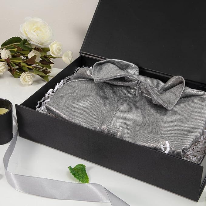 Black Gift Box with Lid 12x8x2.5 Inches, Shirt Gift Box for Wrapping, Magnetic Gift Box Bulk for Present （Mesh Grain;1Pcs）-NeatNest