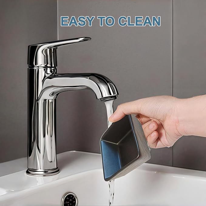 Ceramic Soap Dish, Vonpri Soap Holder Tray, Non-Slip Square Soapbox Container for Handmade Bar Bathroom Sink, Countertop, Shower Stone Texture (Black)-NeatNest