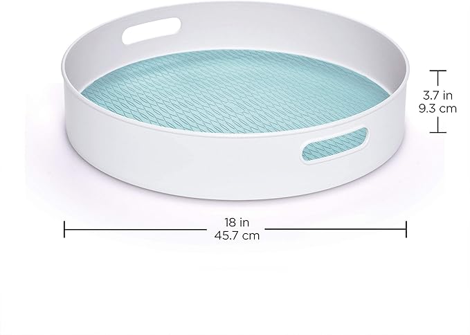 Copco Non-Skid Under-Sink Pantry Cabinet Kitchen Organizer, 18-Inch, White/Aqua Sky-NeatNest