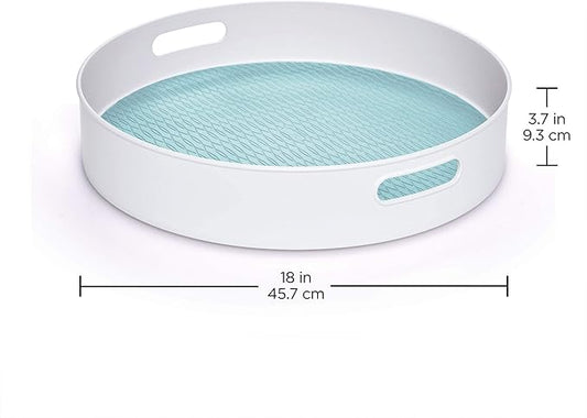 Copco Non-Skid Under-Sink Pantry Cabinet Kitchen Organizer, 18-Inch, White/Aqua Sky-NeatNest