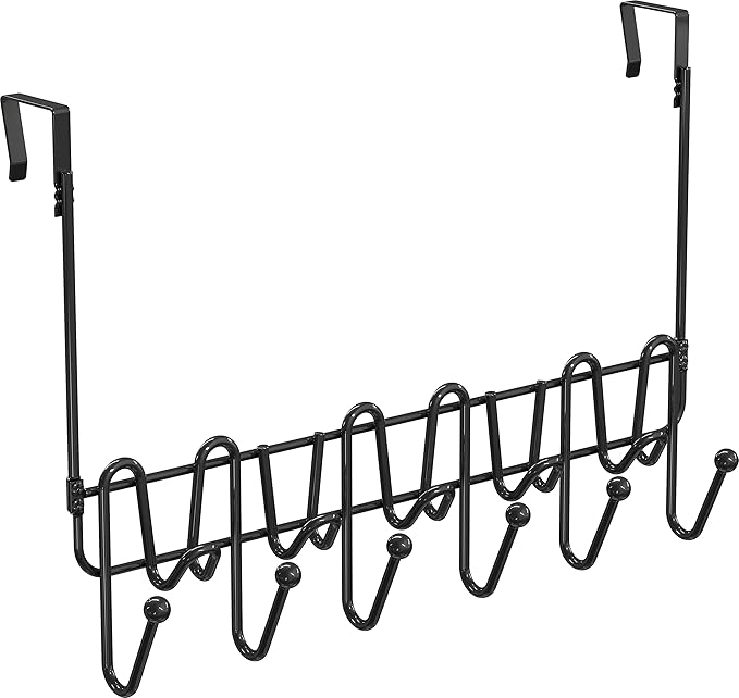 Deco Brothers Over The Door Hook Organizer with 11 Hooks, Black-NeatNest