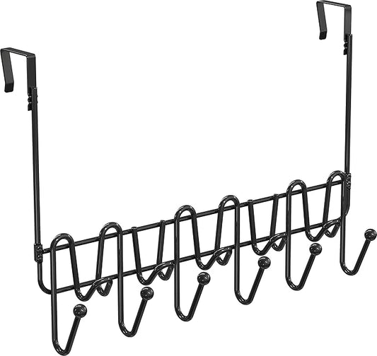 Deco Brothers Over The Door Hook Organizer with 11 Hooks, Black-NeatNest