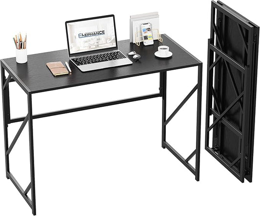 Elephance Folding Desk Writing Computer Desk for Home Office, No-Assembly Study Office Desk Foldable Table for Small Spaces-NeatNest