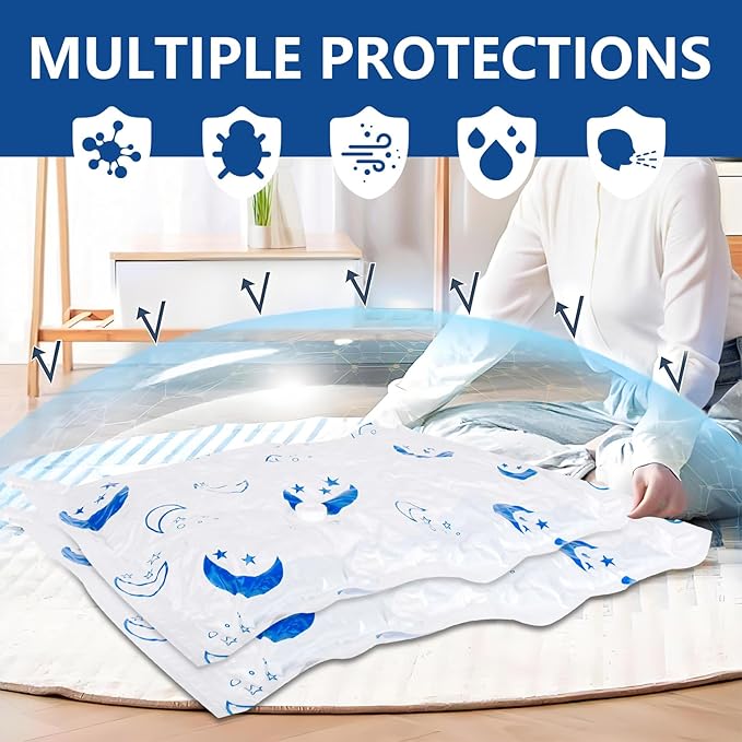 Vacuum Seal Bags for Clothing with Electric Pump,16 Pack Space Saver Bags (4 Jumbo, 4 Large, 4 Medium, 4 Small) Vacuum Storage Bags for Travel,Bedding,Blankets-NeatNest