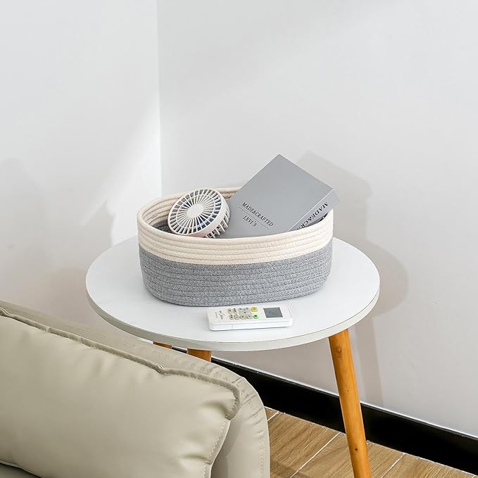 CubesLand Cube Shelf Storage Baskets for Organizing, Woven Shelf, Closet Bins Shelves Toy Basket Box Nursery Baby 2 Packs Organization Off White/Light Gray-NeatNest