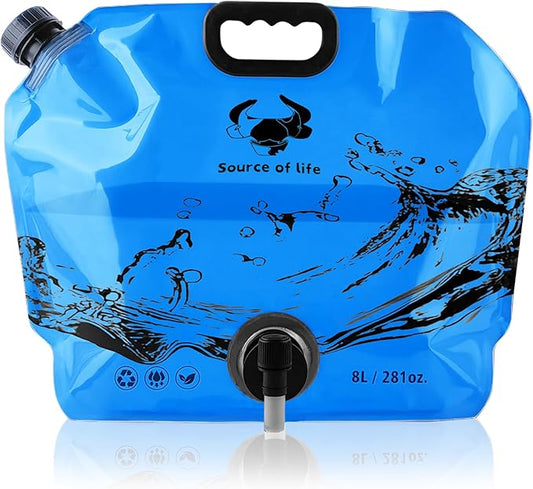 Camping Water Jug 2.1 Gallon CollapsibleWater Container Portable Water Bag for TravelOutdoor Hiking BPA Free Lightweight (Blue (2.1 Gal), 1)-NeatNest