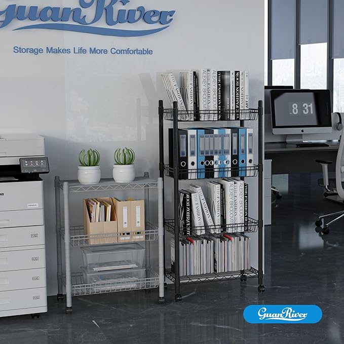 3 Tier Wire Shelving Wire Basket Shelf Storage Cart Adjustable Metal Shelf 2 Bottoms for Choose(Castor or Leveling Feet) for Office,Kitchen,Bedroom,Silver(23.23" L x 13.11" W x 32.28" H)