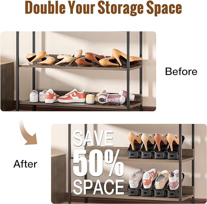 Neprock Shoe Slots Organizer,Shoe Storage Organizer Shoe Rack for Closet Organization,Shoe Slots Organizer De Zapatos Shoe Hoder Space Saver for Entryway(12 Pack)(Black)-NeatNest
