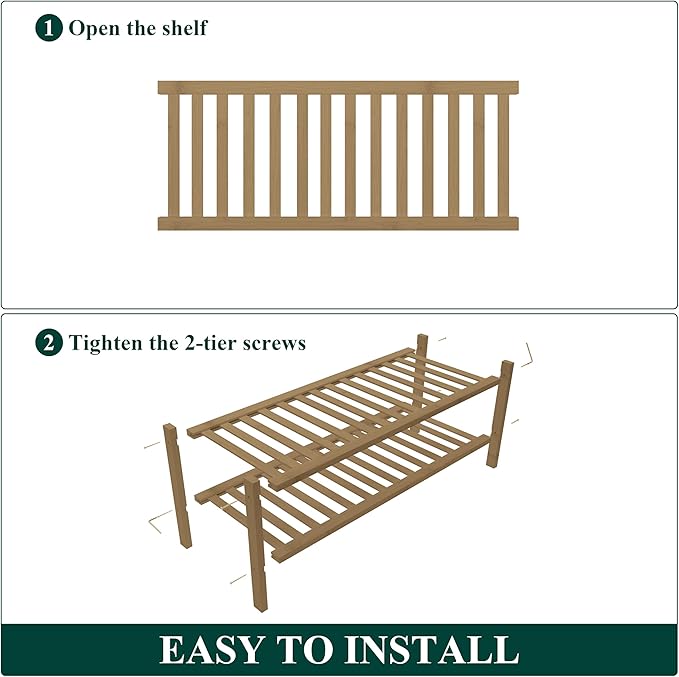 Smiry Shoe Rack, 2 Tier Thick Bamboo Shoe Organizer, Stackable Free Standing Wooden Shoe Storage Shelf for Closet, Entryway, Front Door Entrance, Walnut-NeatNest