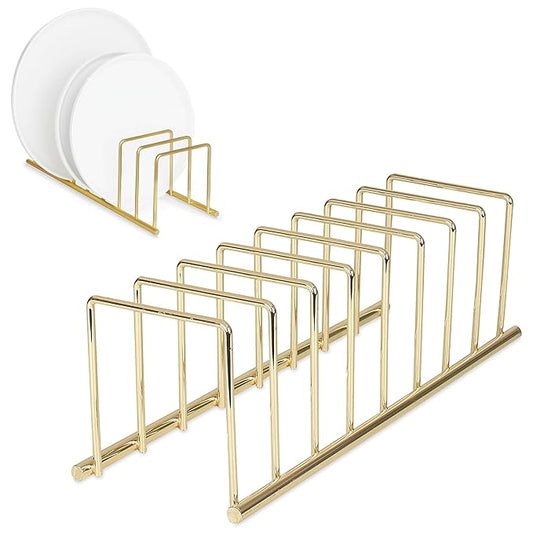 Spectrum Euro Kitchen Organizer (Gold) - Dish Drying Rack for Kitchen Counter, Space-Saving Dish Rack Holder, Drainer for Pots & Pans, Plates, Cutting Boards, Serving Trays & Lids