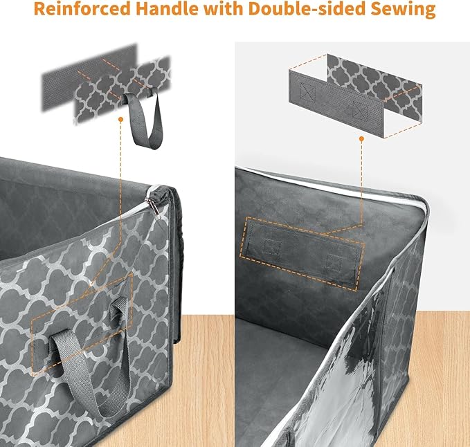 3 Pack Large Storage Bag Clothes Storage Organizer with Durable Handles for Closet Storage, Comforter, Blankets, Bedding and Toys 90 L-NeatNest
