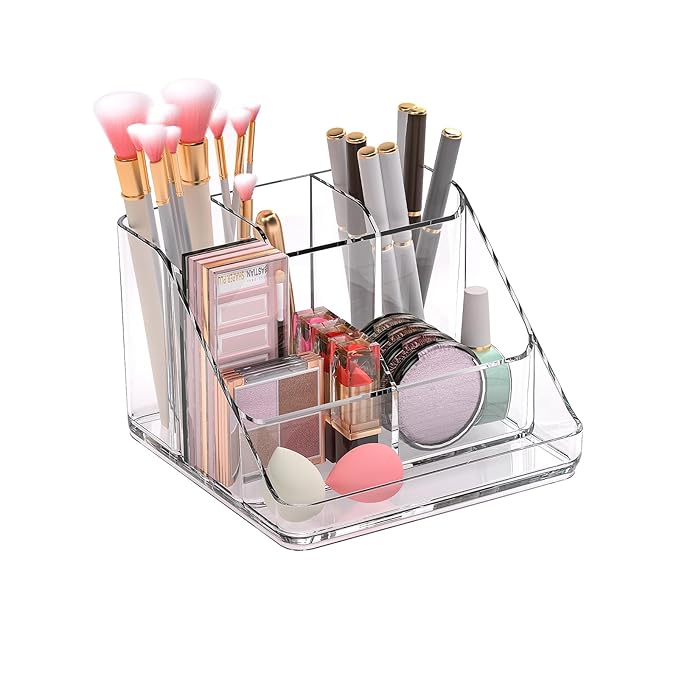 Ettori APLOP Makeup Organizer Tray, 6-Compartment Vanity Makeup Organizer for Jewelry, Hair Accessories, Bathroom Counter or Dresser-NeatNest