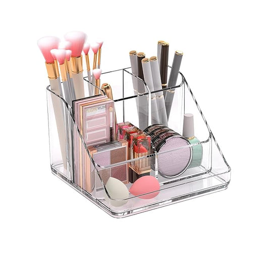 Ettori APLOP Makeup Organizer Tray, 6-Compartment Vanity Makeup Organizer for Jewelry, Hair Accessories, Bathroom Counter or Dresser-NeatNest